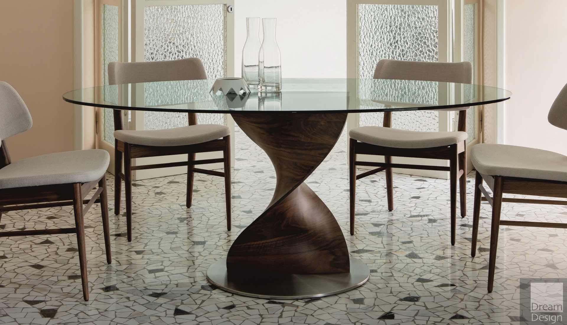 Porada Elika Round Glass Table - Dream Design Interiors Ltd